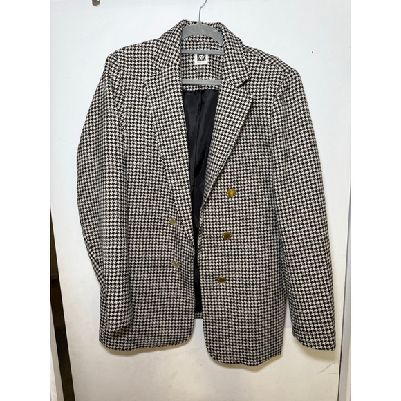 Anne Klein Jackets & Blazers - Women's Anne Klein Houndstooth Blazer L Black Beige